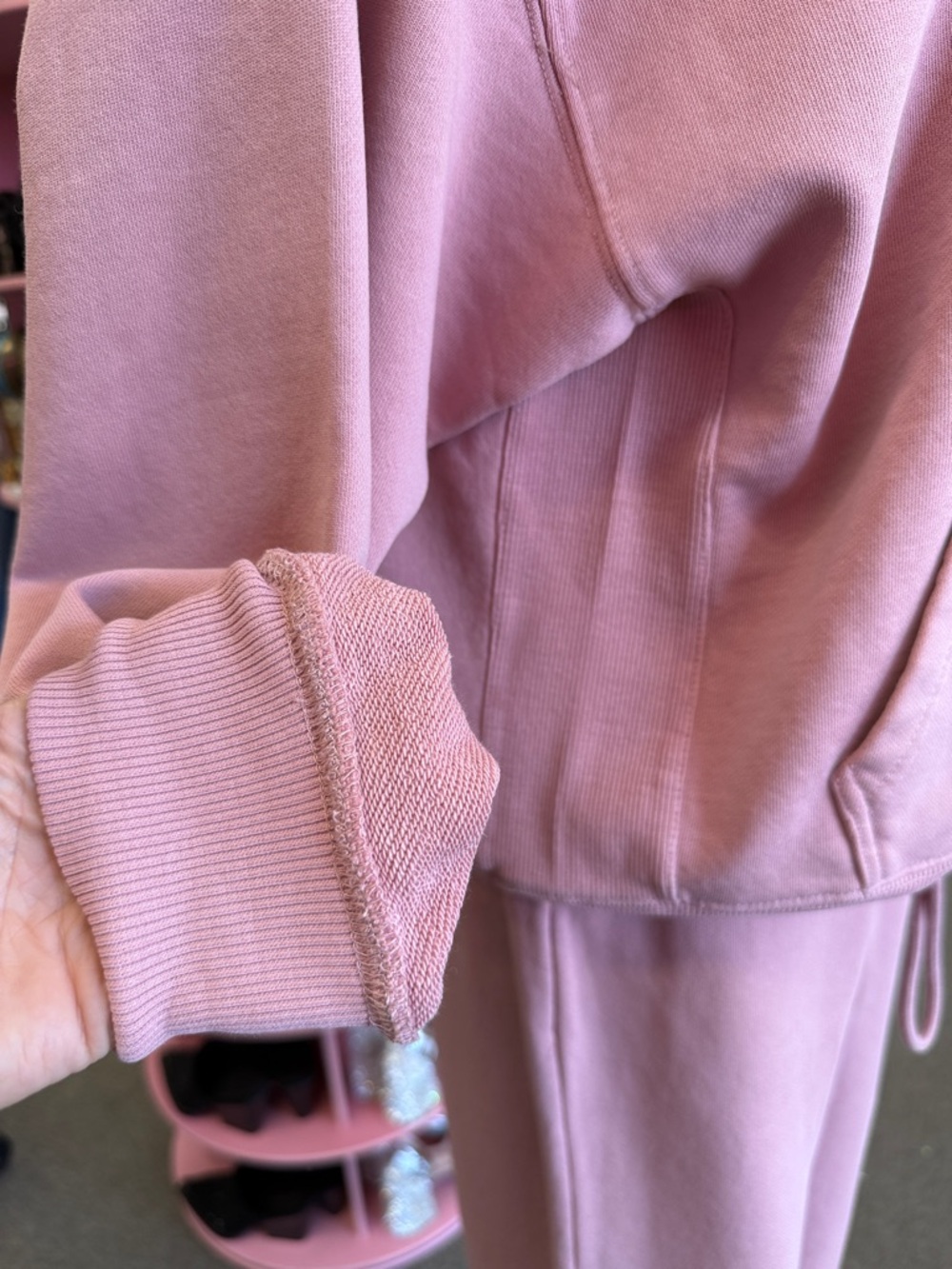 100% cotton Pink Hoodie & Wide-Leg Sweatpants Set - Picture 4 of 5